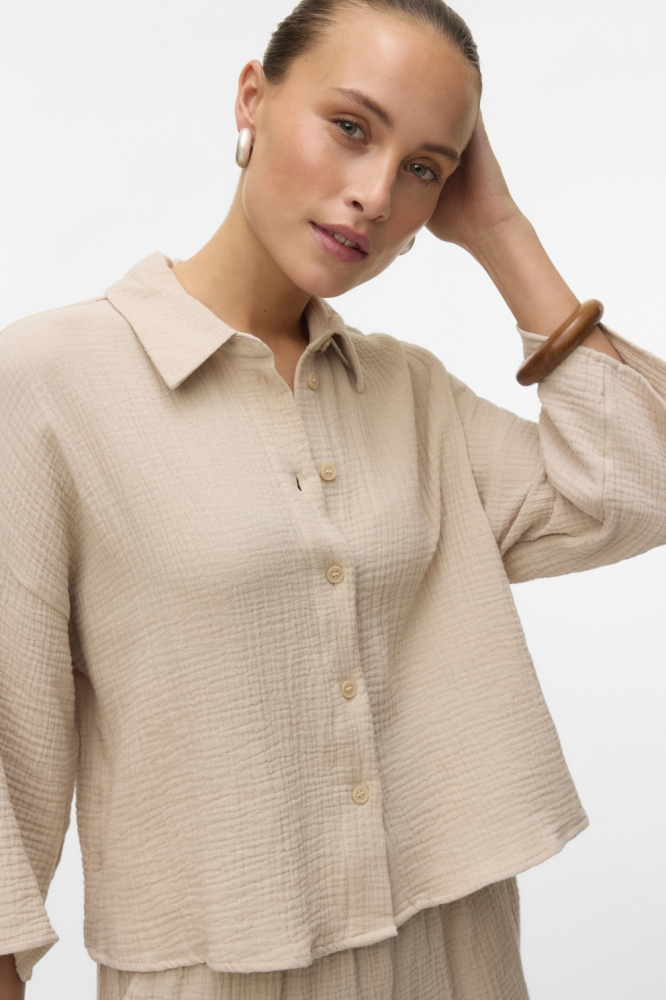 VMNATALI CROP SHIRT WVN NOOS 10279685 SILVER LINING